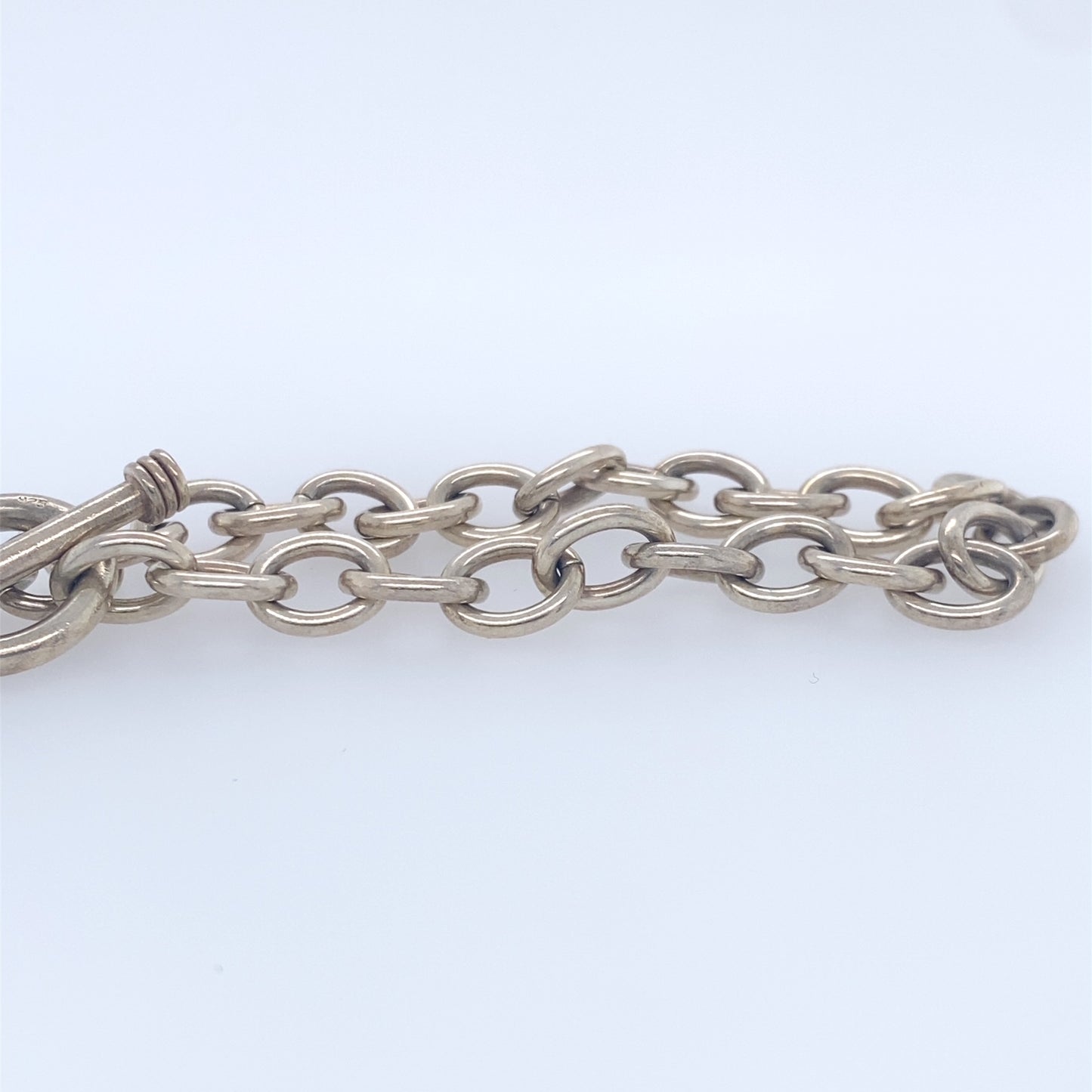 925 Sterling Silver Rolo Link Bracelet W/ Heart Charm