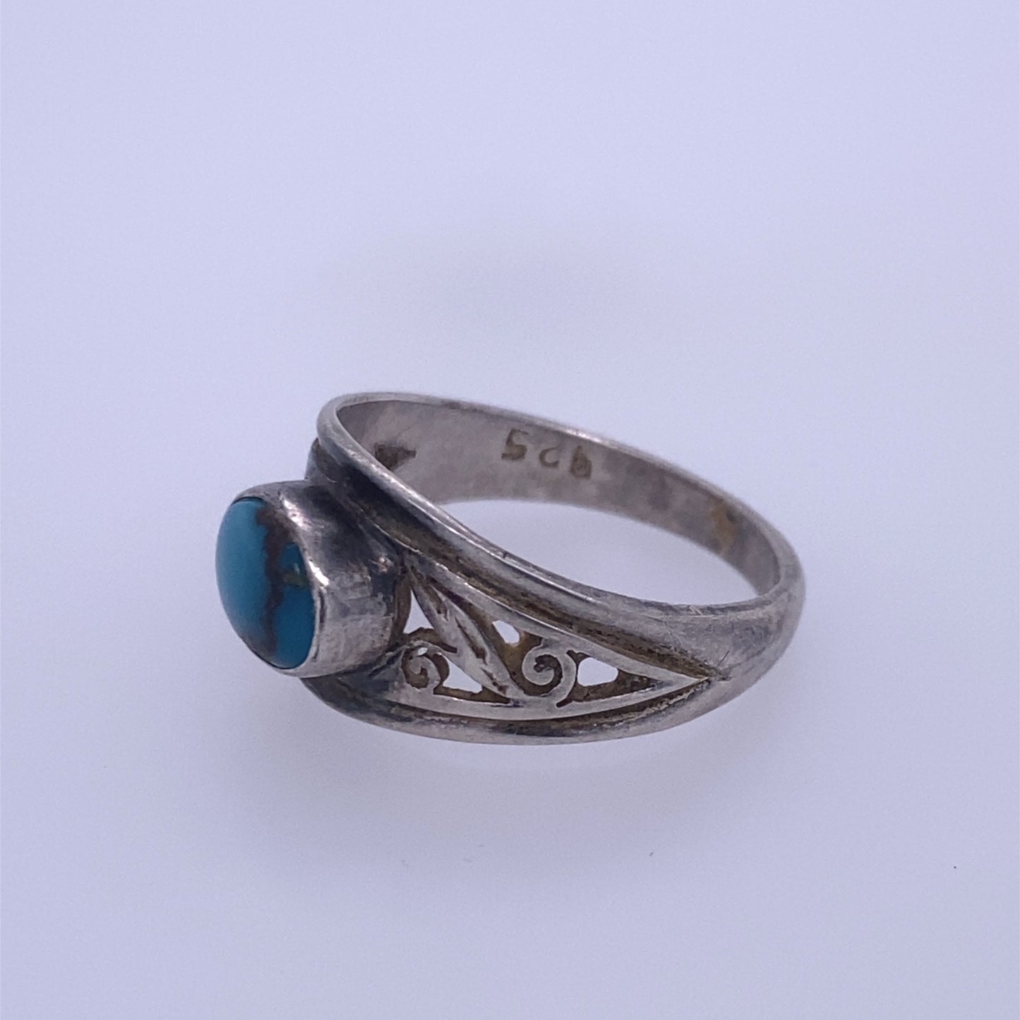 925 Sterling Silver Ring With Blue Oval Cut Stone on Top