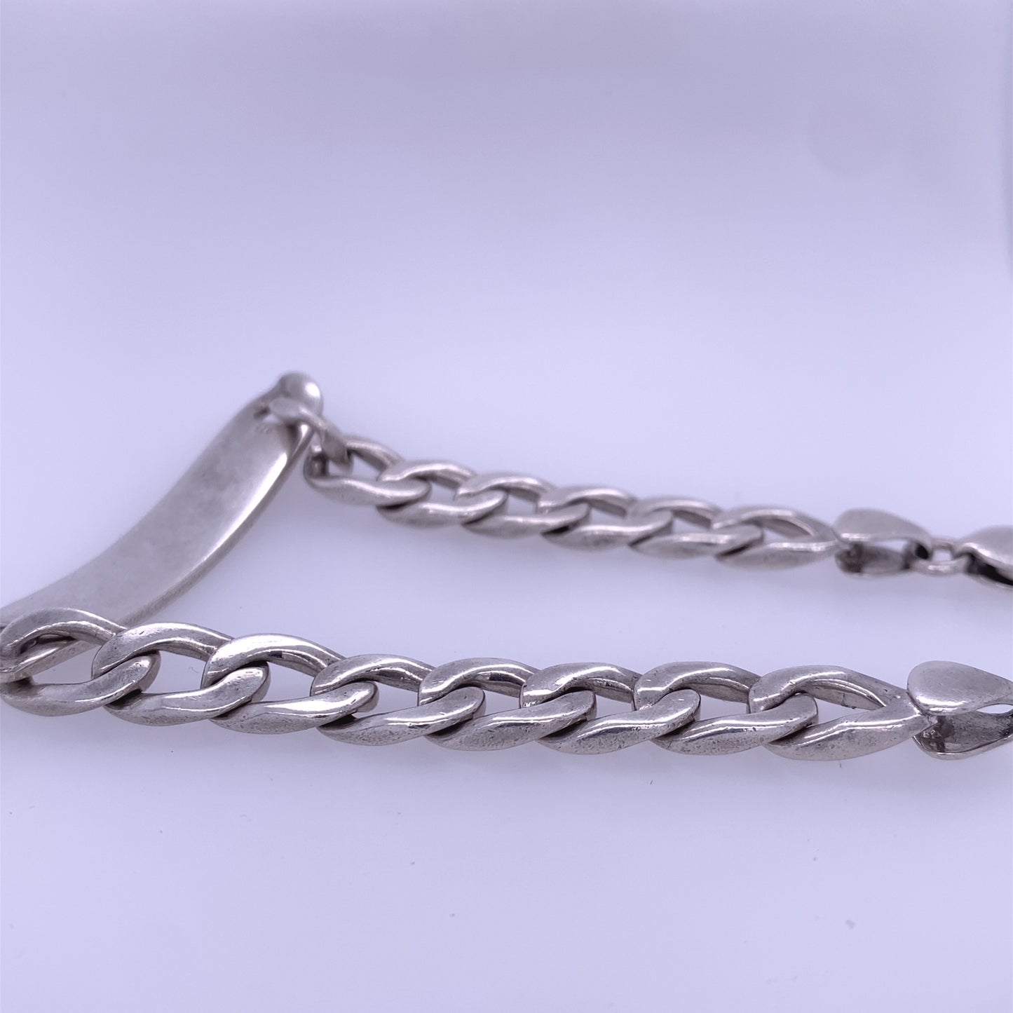 925 Sterling Silver Curb Link ID Bracelet