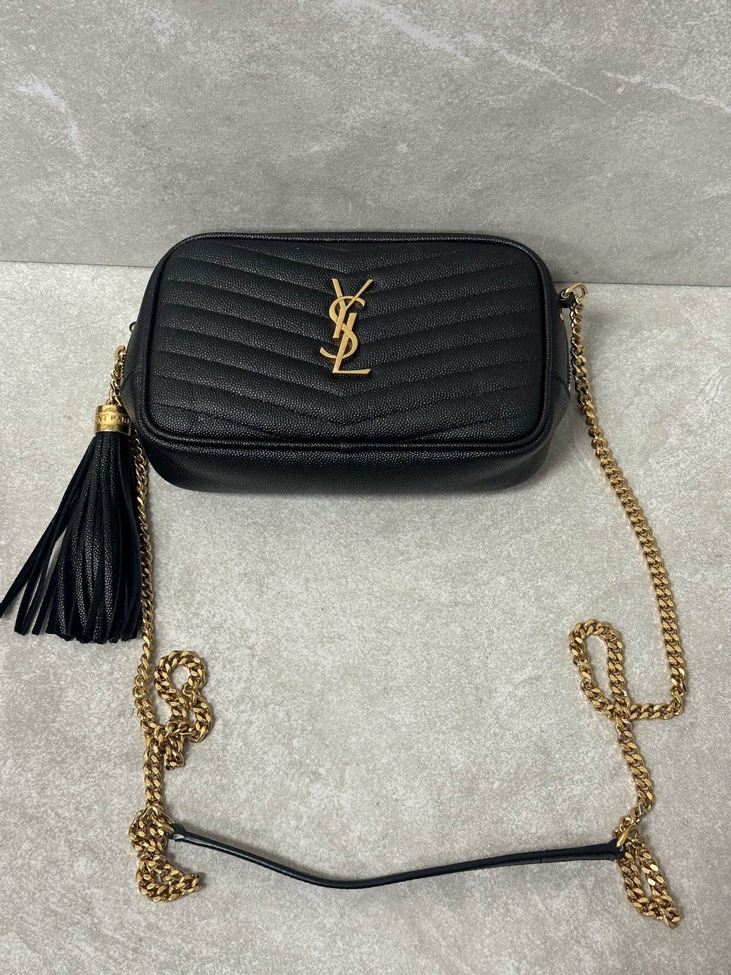Saint Laurent Mini Lou In Quilted Leather Black Shoulder Bag