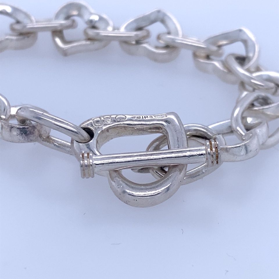 925 Sterling Silver Heart Link Bracelet