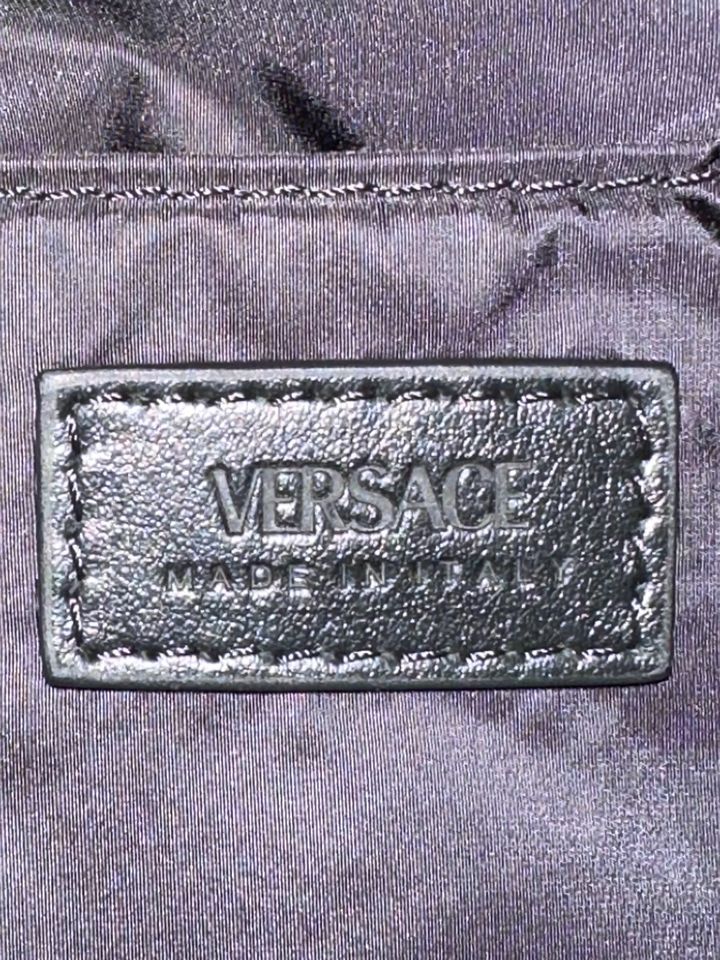 Versace Nylon Barocco Signature Print Backpack Black