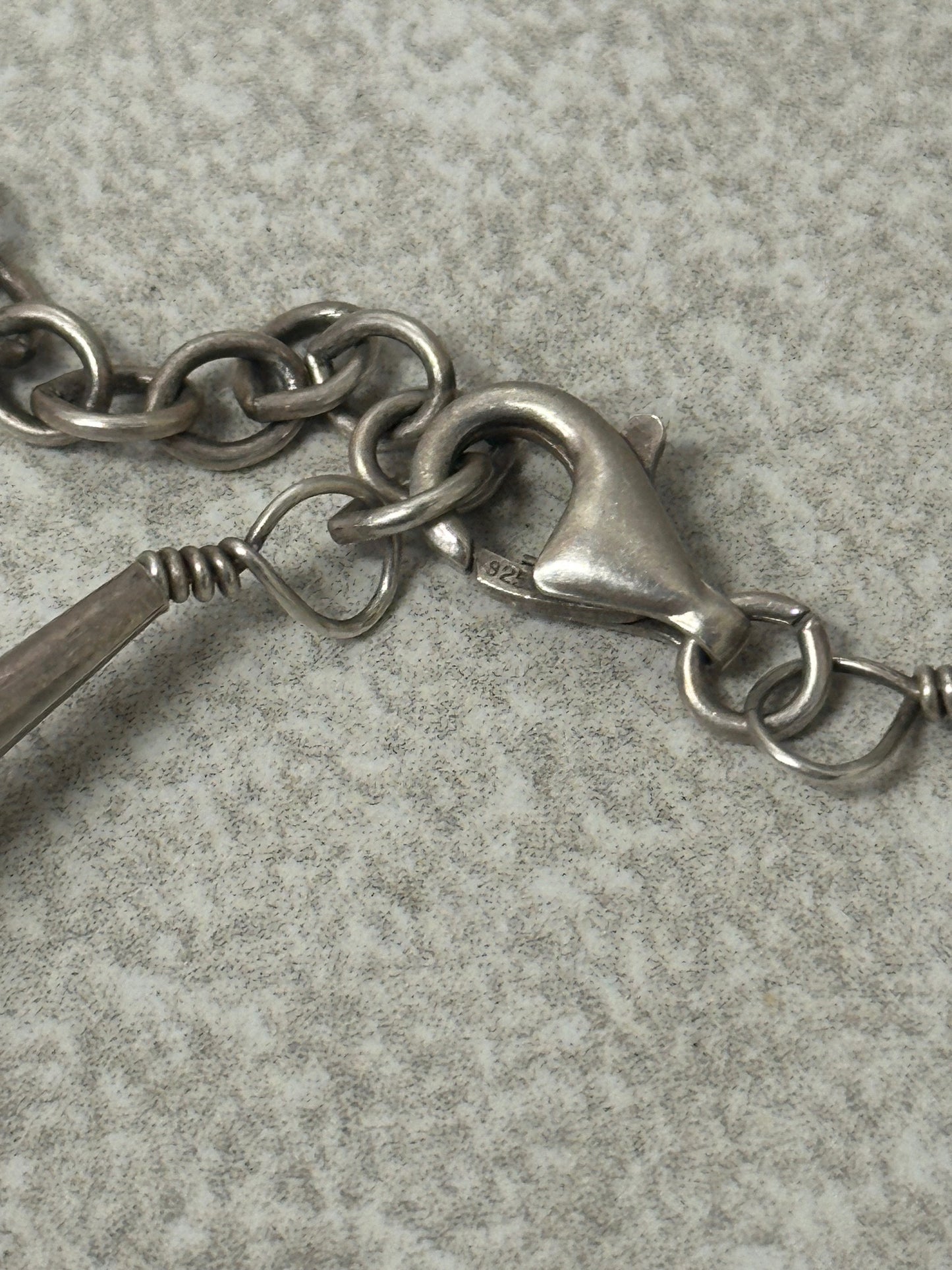 925 Sterling Silver Green Turqoise Nuggets Necklace