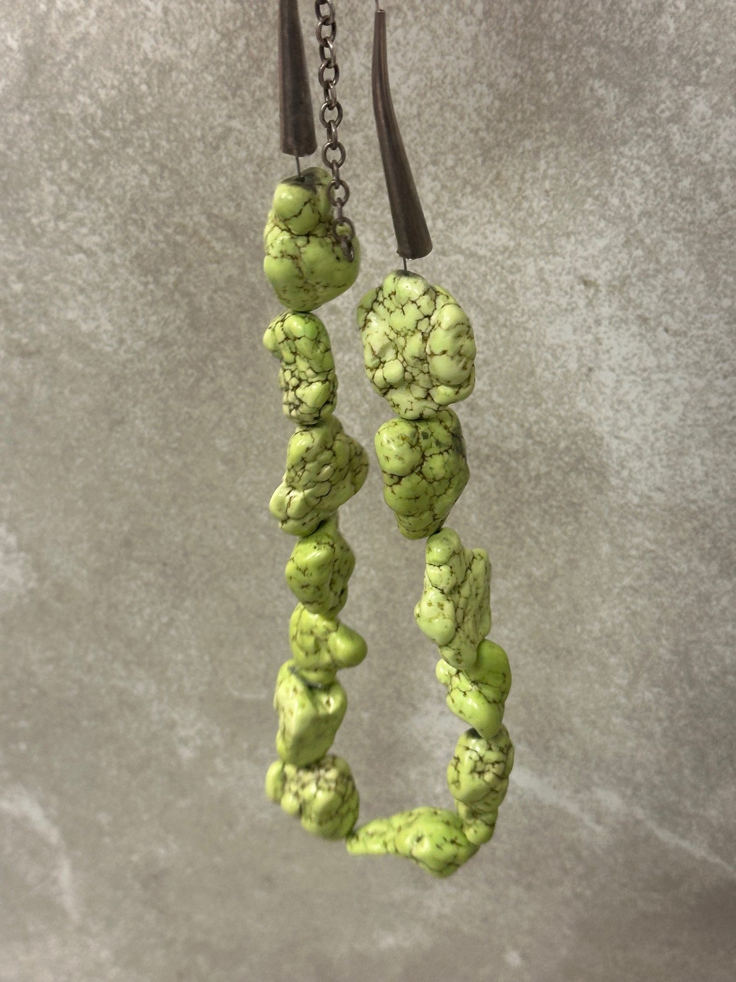 925 Sterling Silver Green Turqoise Nuggets Necklace