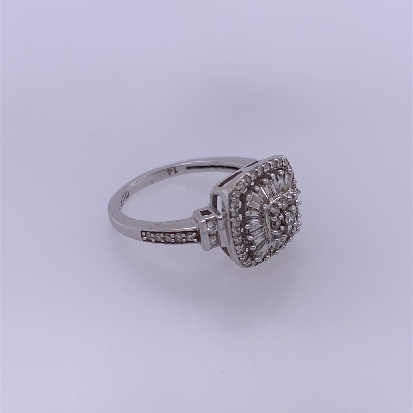 14k White Gold 0.50TCW Square Diamond Ring