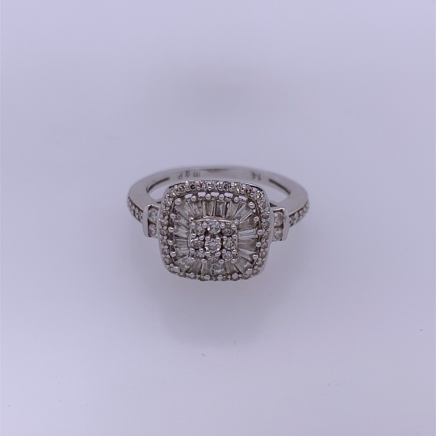 14k White Gold 0.50TCW Square Diamond Ring