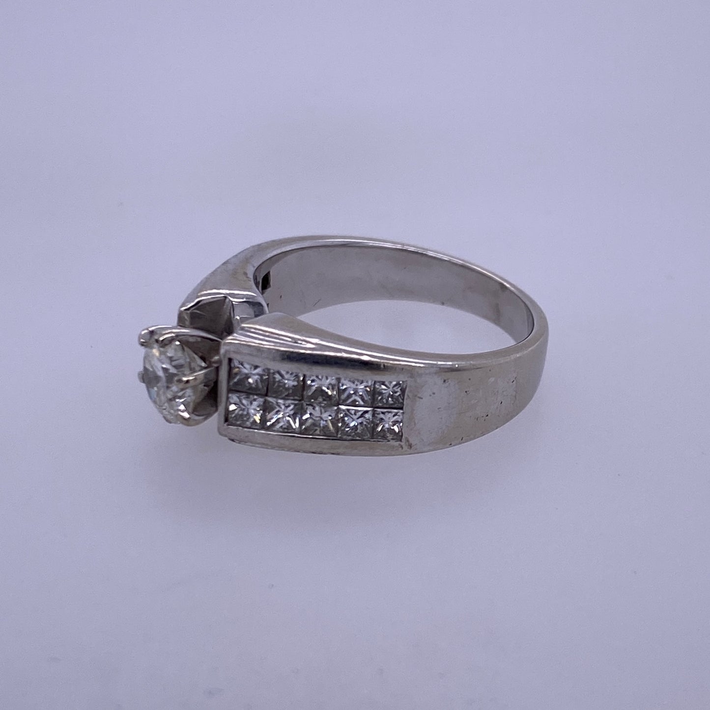 14k White Gold Engagement/Wedding Ring W/ 0.65CT Diamond Center Stone