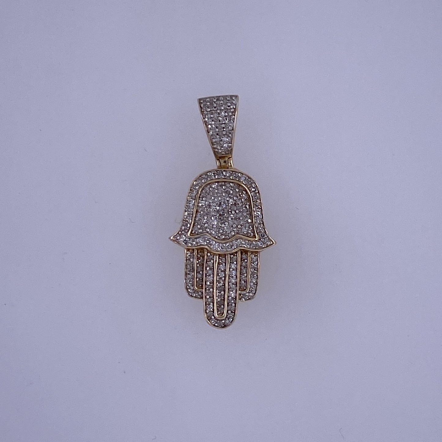 10k Yellow Gold Hamsa Charm W/ 1.78TCW of Diamond Stones