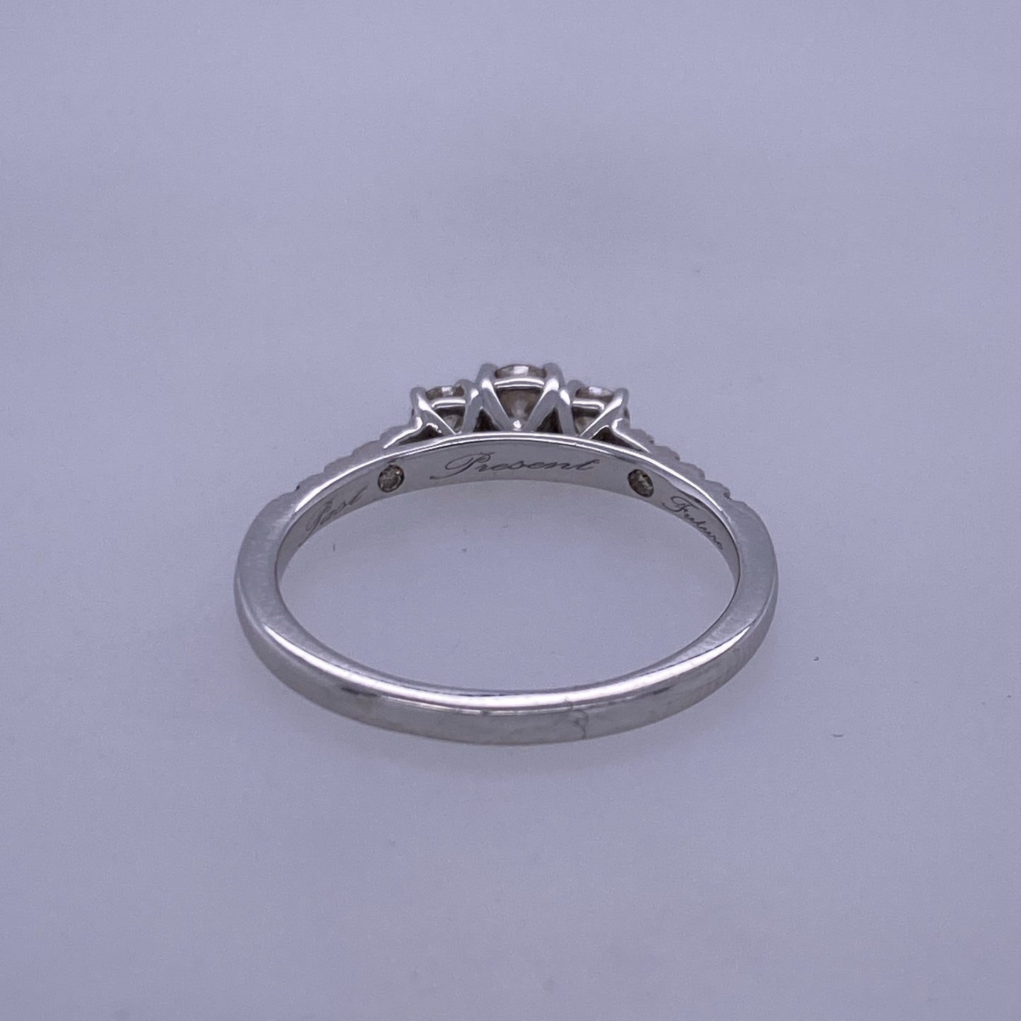10k White Gold Three Tip Diamond Ring