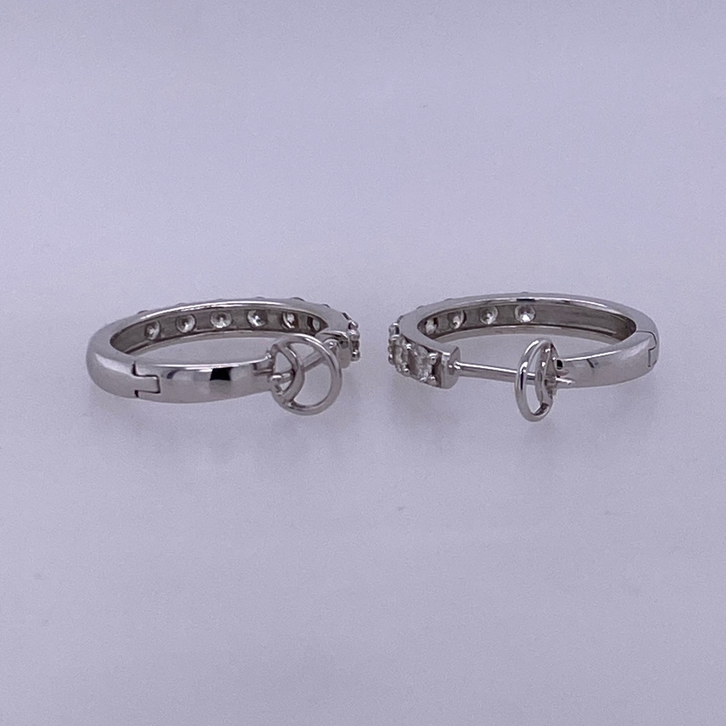14k White Gold Mini Diamond Hoop Earrings