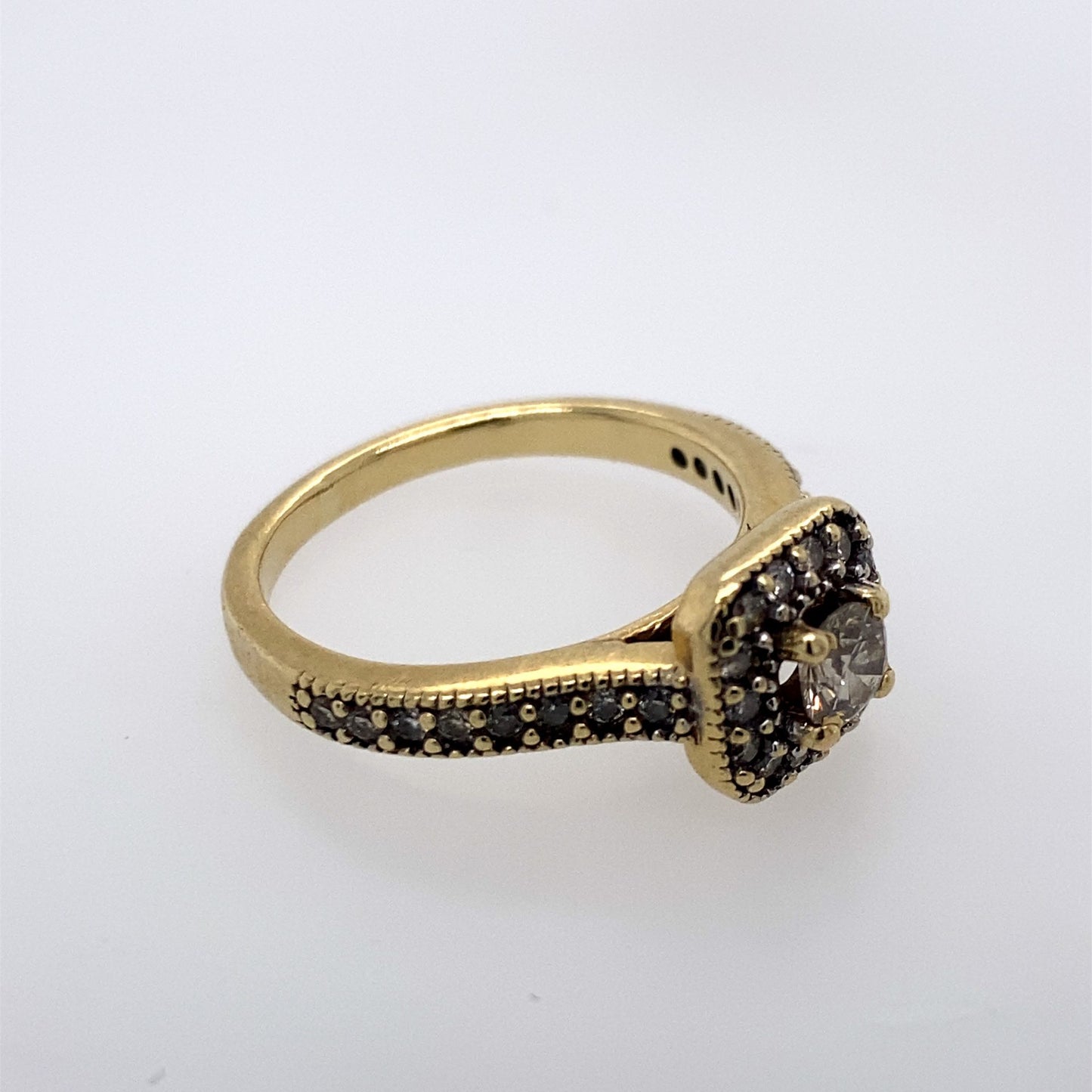 10k Yellow Gold Ring With Princess Cut Center Diamond Stone