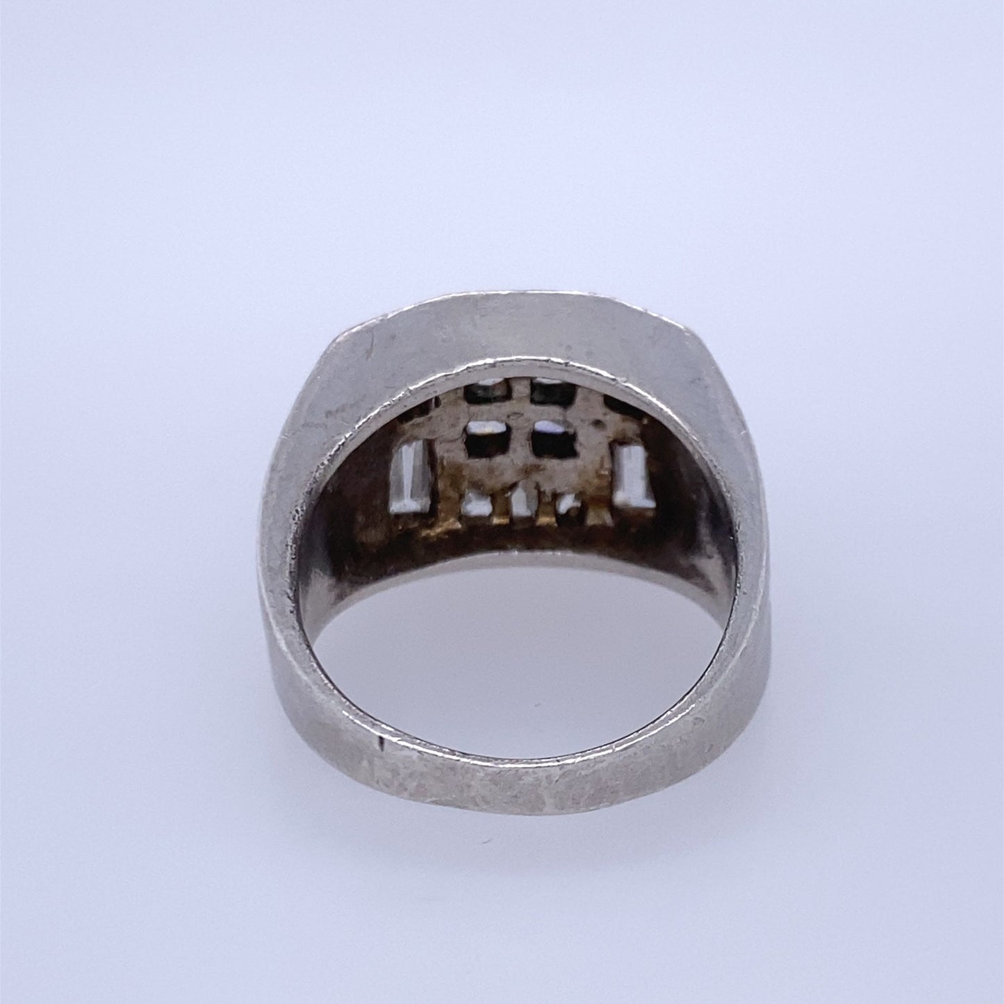 925 Silver Ring W/ Princess & Baguette Cut Clear Stones