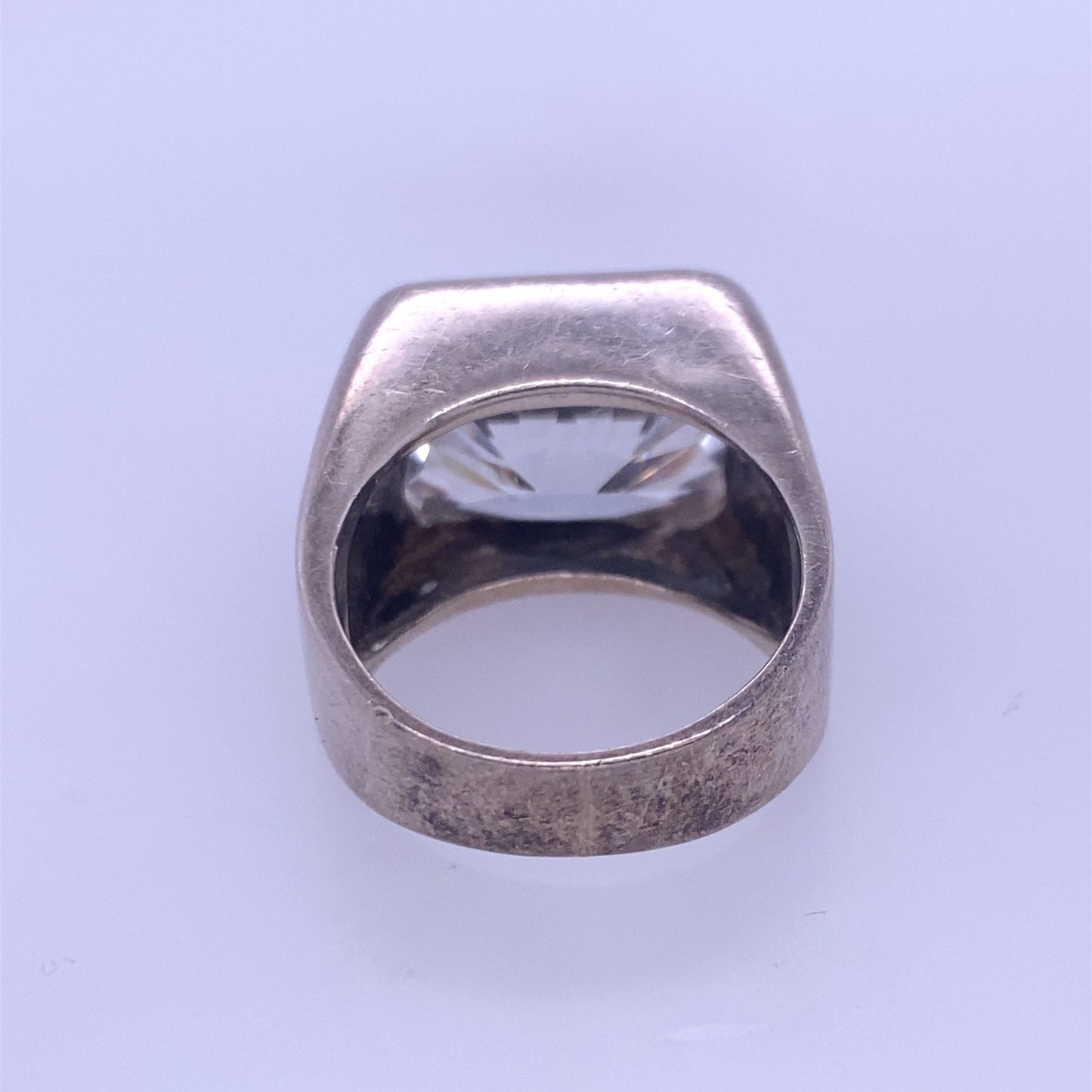Silver Ring W/ Rectangular Cut Clear Stone