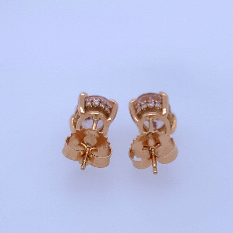 18k Rose Gold Earring's W/ Morganite Center Stone