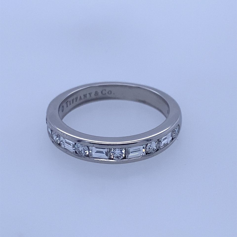 Tiffany & Co Platinum Round & Baguette Diamond Wedding Band