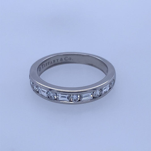 Tiffany & Co Platinum Round & Baguette Diamond Wedding Band