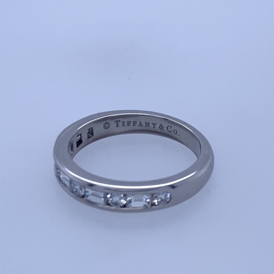 Tiffany & Co Platinum Round & Baguette Diamond Wedding Band