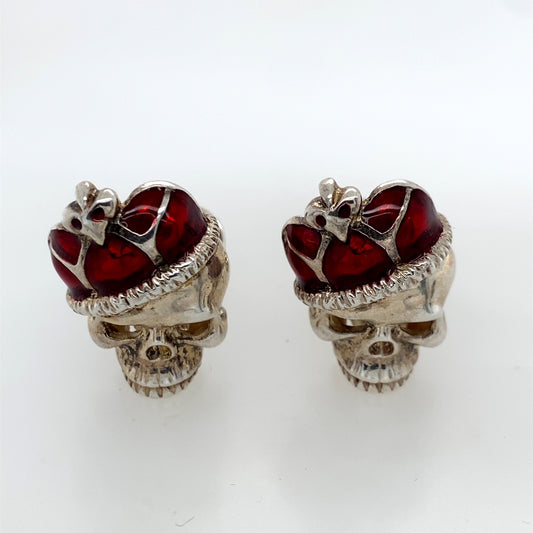Deakin & Francis Sterling Silver Enamel Crown Skull Cufflinks
