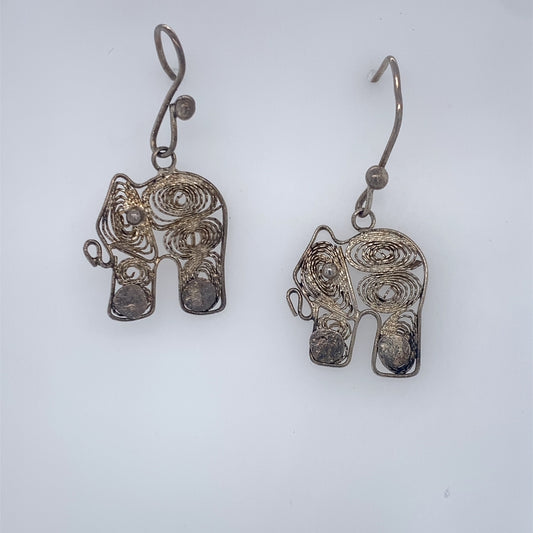 925 Sterling Silver Elephant Style Earrings
