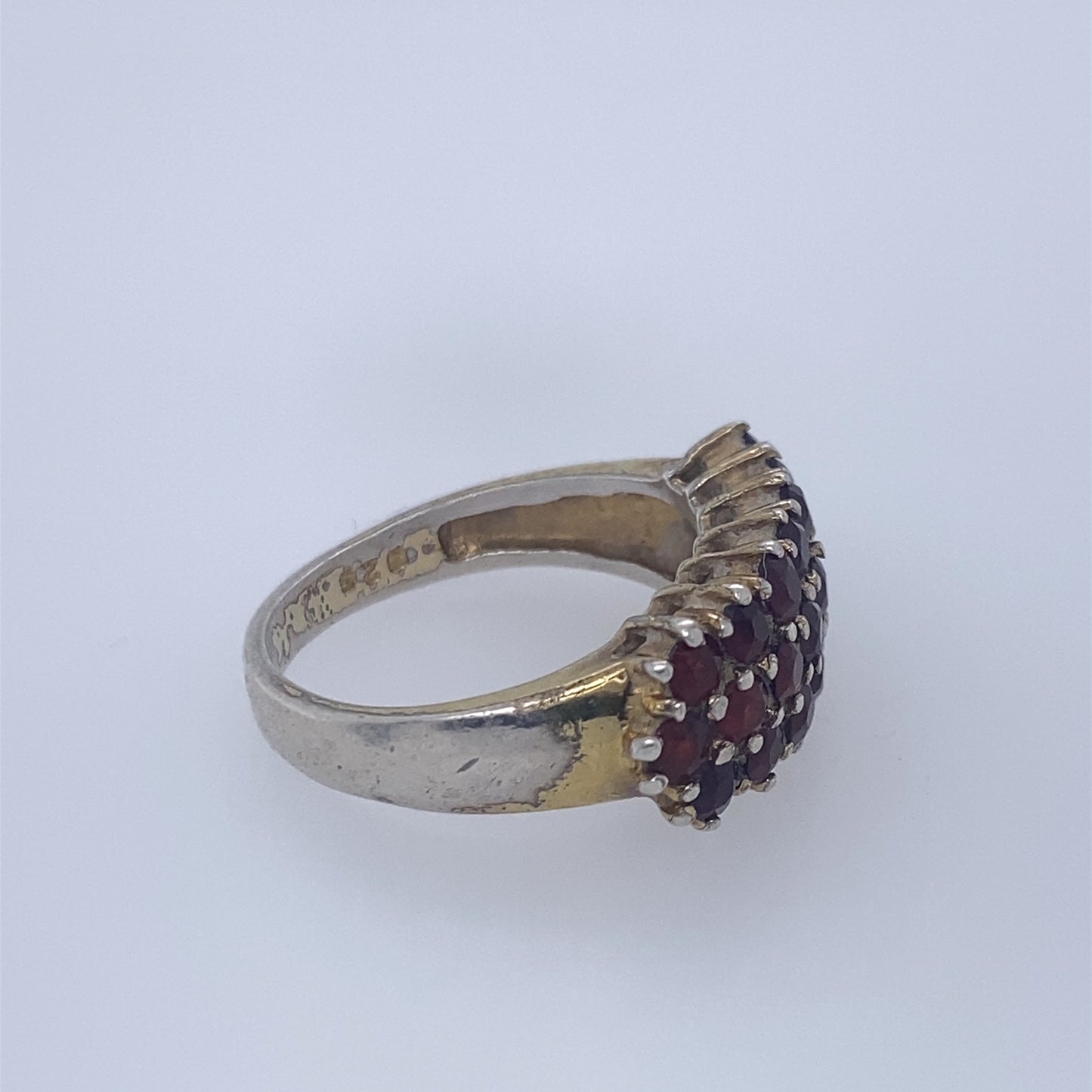 925 Sterling Silver Ring W/ Red Stones