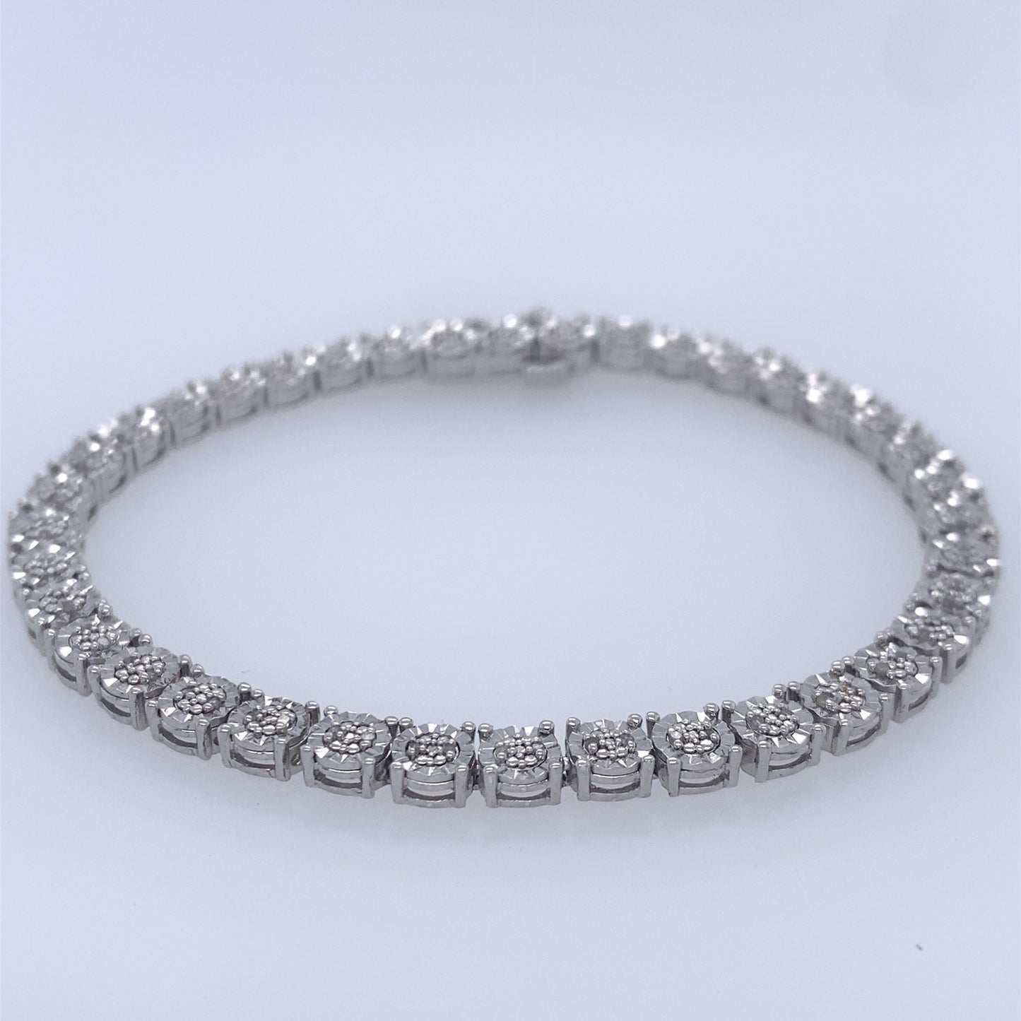 925 Sterling Silver Diamond Cut Tennis Bracelet