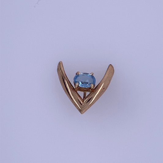 14k Yellow Gold Charm With Blue Colored Stone