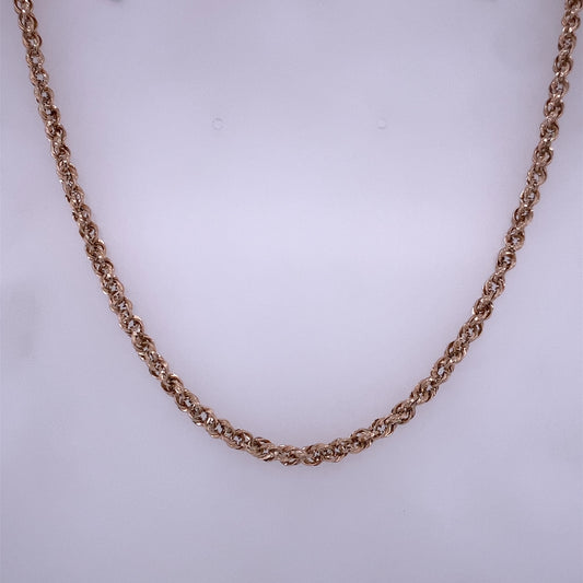 14k Rose Gold Rope Style Necklace, 20”