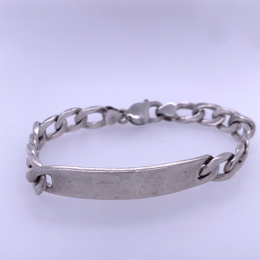 925 Sterling Silver Curb Link ID Bracelet