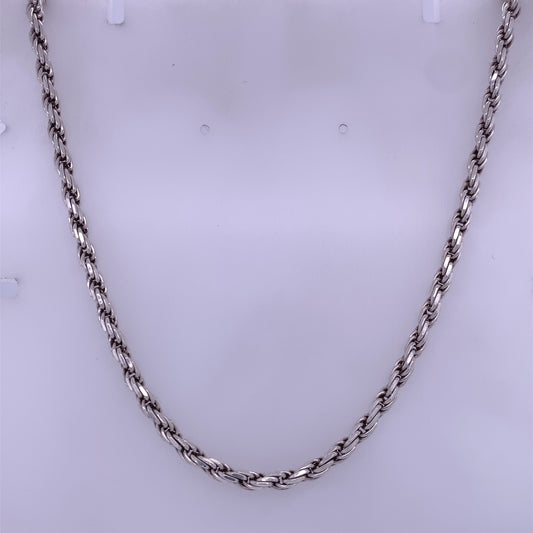 925 Sterling Silver Rope Neckalce, 24"