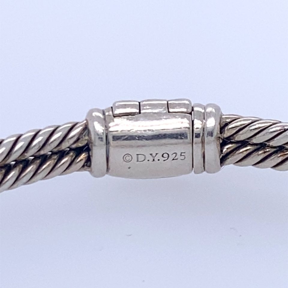 David Yurman Silver Diamond Labyrinth Single Loop Hinged Bracelet