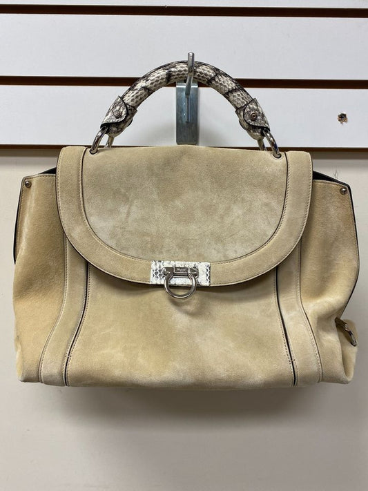 Salvatore Ferragamo Soft Sofia Suede Beige Colored Shoulder Bag Satchel