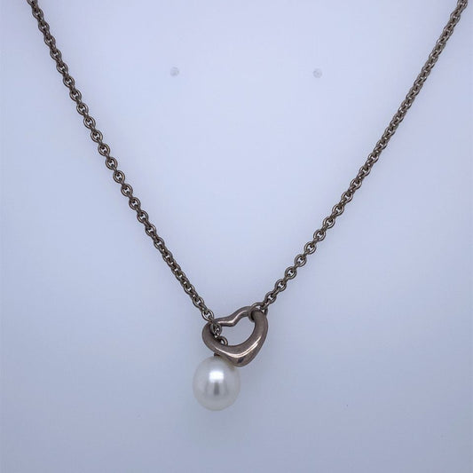 Tiffany & Co Open Heart Lariat Necklace With Pearl