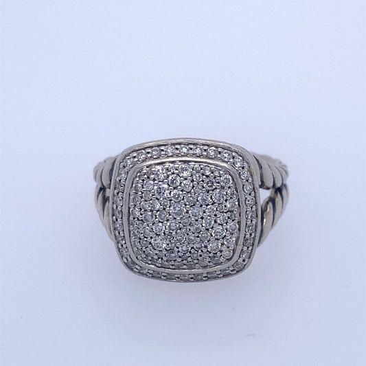 David Yurman Silver Albion Ring With Diamonds From Albion Collection