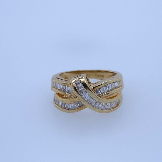 14k Yellow Gold Baguette Diamond Pinky Ring