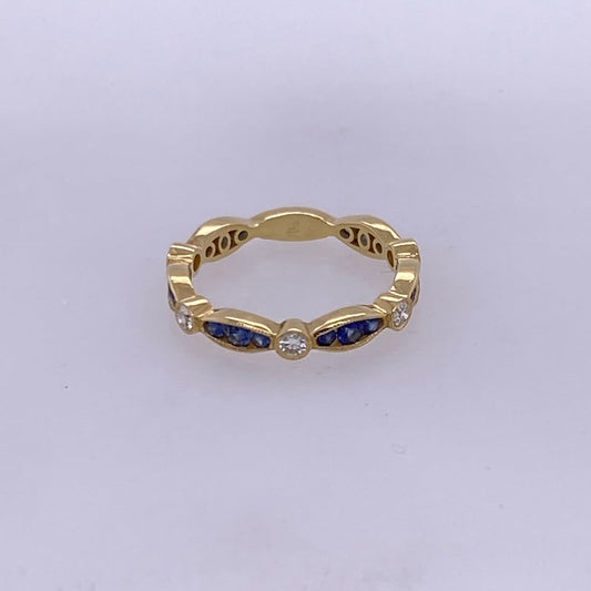 18k Yellow Gold Sapphire Womans Band
