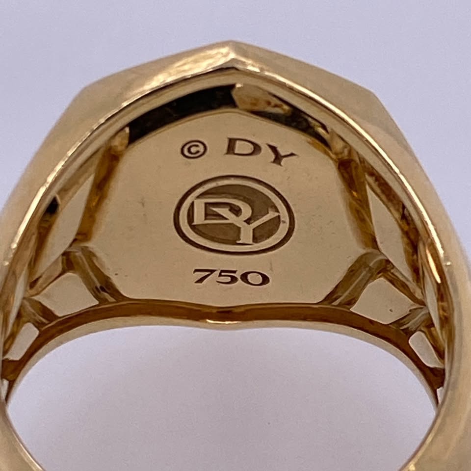 David Yurman 18K Yellow Gold Faceted Signet Ring