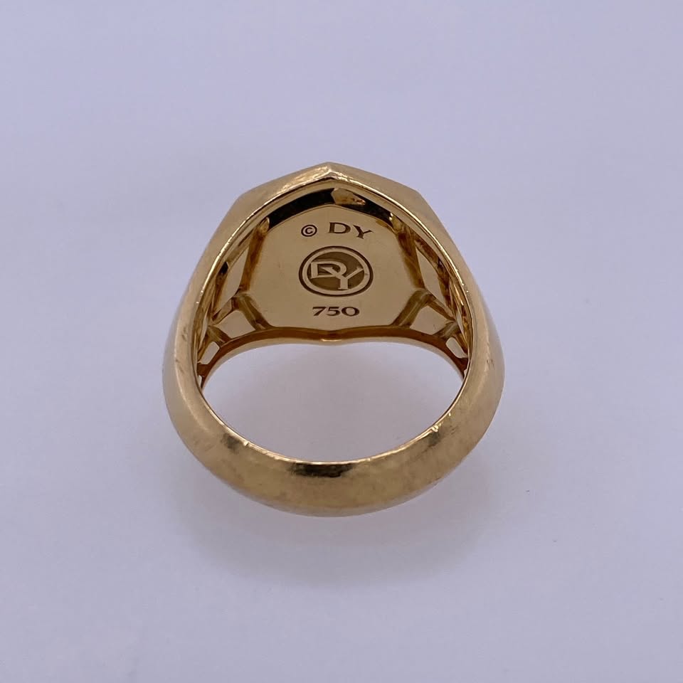 David Yurman 18K Yellow Gold Faceted Signet Ring