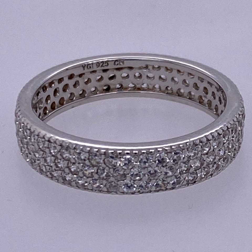 925 Sterling Silver CZ Stone Band