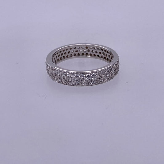 925 Sterling Silver CZ Stone Band