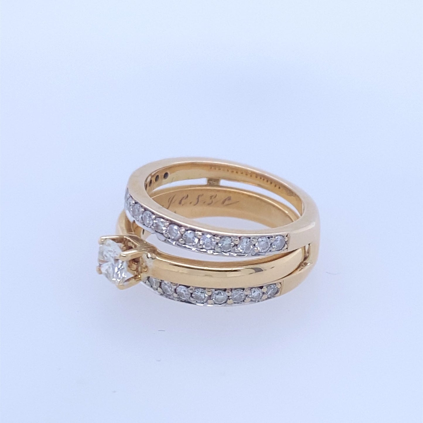 14k Yellow Gold Diamond Ring W/ Matching Guard