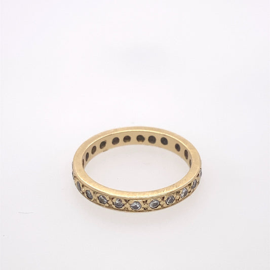 14k Yellow Gold Band Ring With CZ Stones All Around