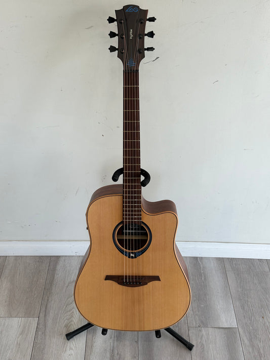 LAG Tramontane THV-10DCE Dreadnought Cutaway Electric/Acoustic Guitar W/ HyVibe