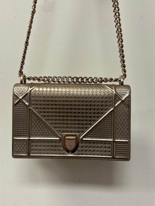 Christian Dior Metallic Patent Diorama Gold Flap Bag