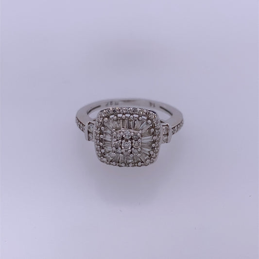 14k White Gold 0.50TCW Square Diamond Ring