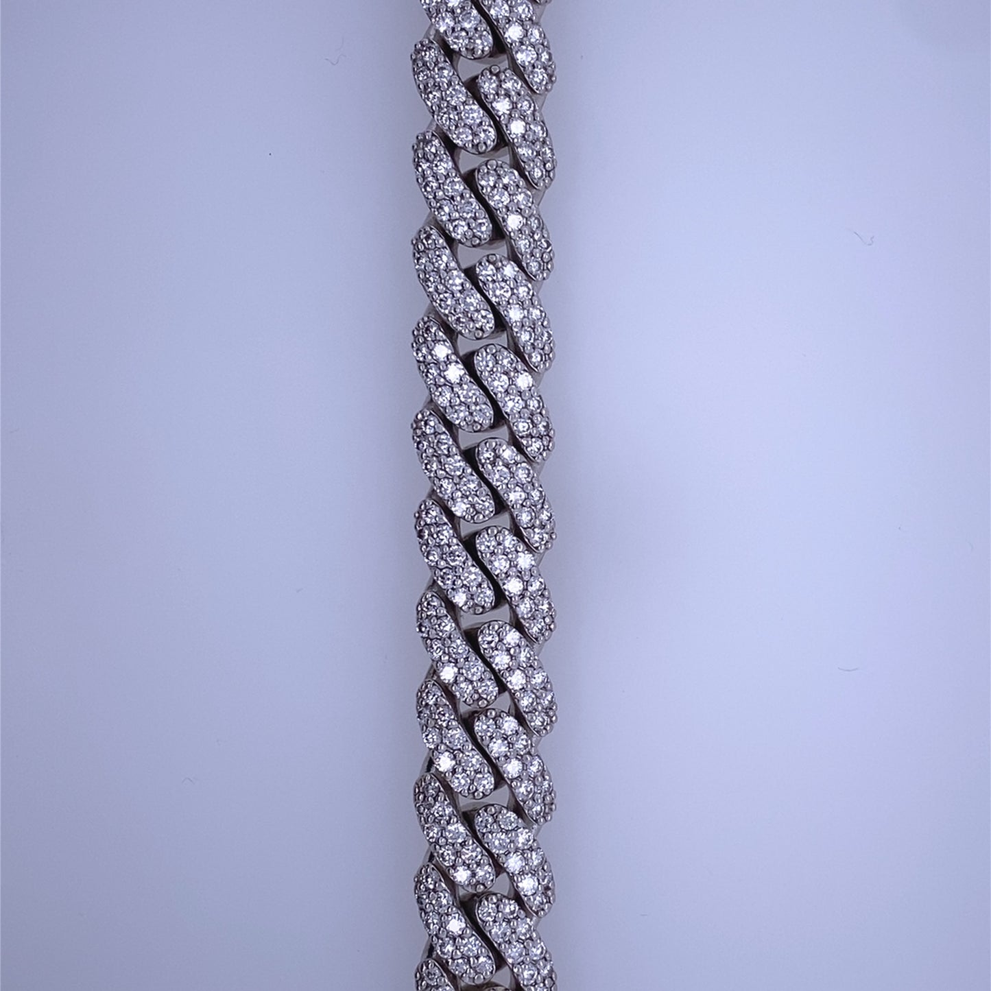 10k White Gold Diamond Cuban Link Bracelet