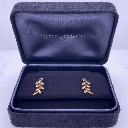 Tiffany & Co 18k Olive Leaf Climber Earrings