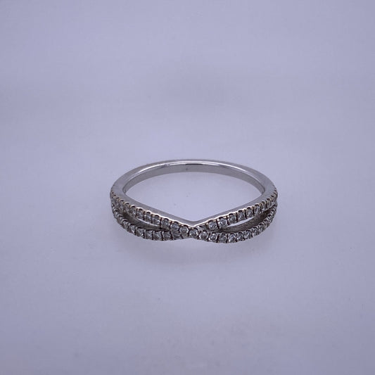 18k White Gold Diamond X Ring