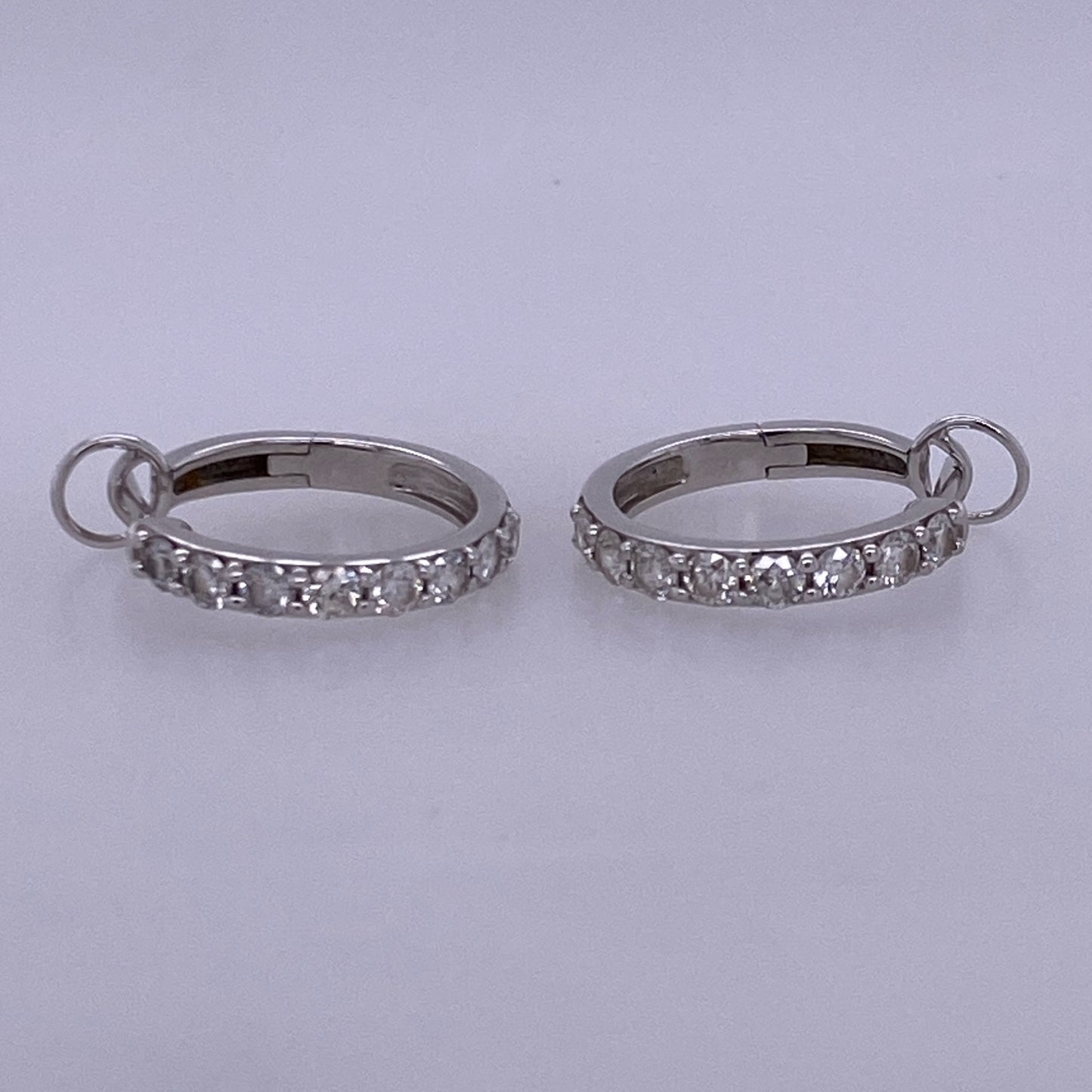 14k White Gold Mini Diamond Hoop Earrings