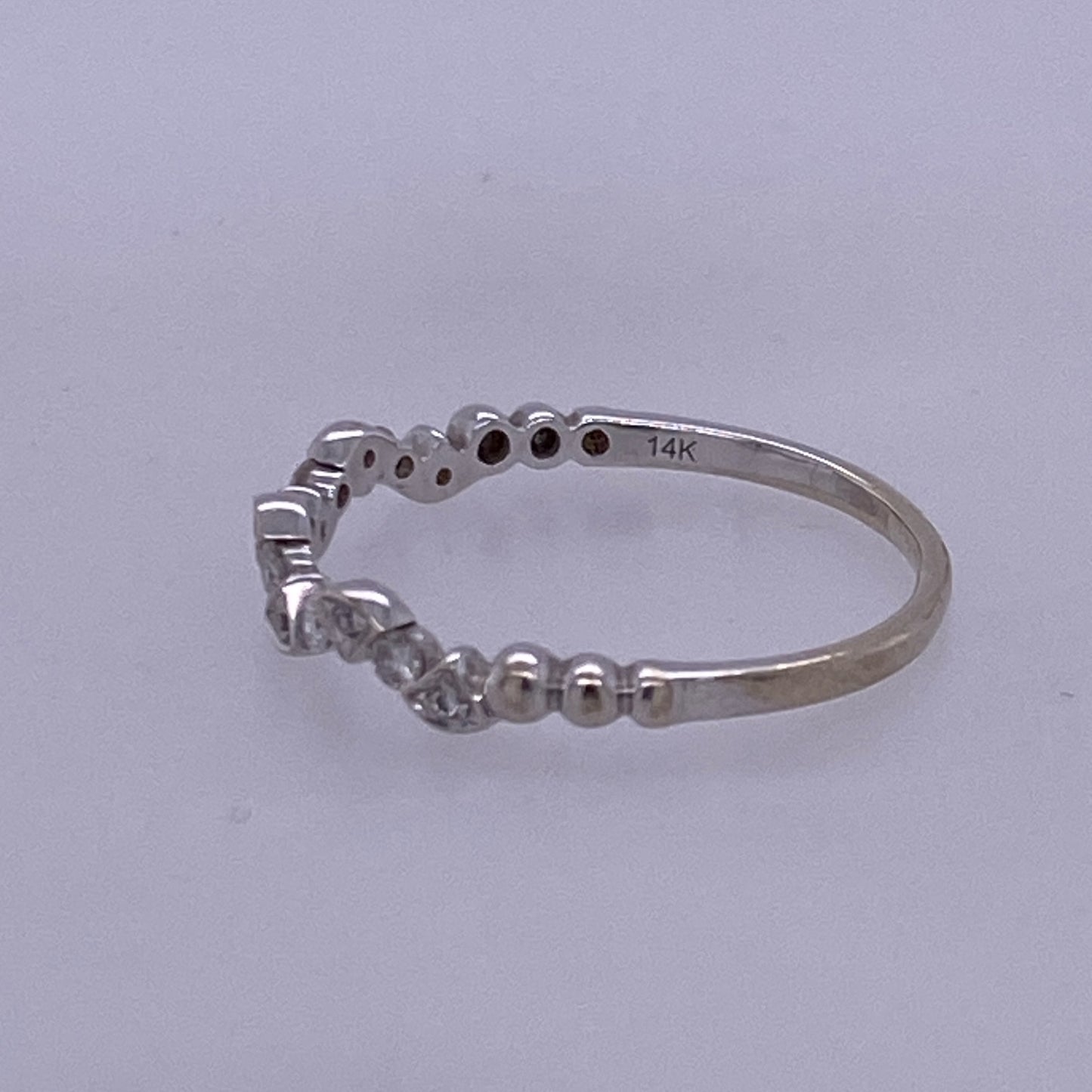 14k White Gold Ladies Thin Mini Diamond Band
