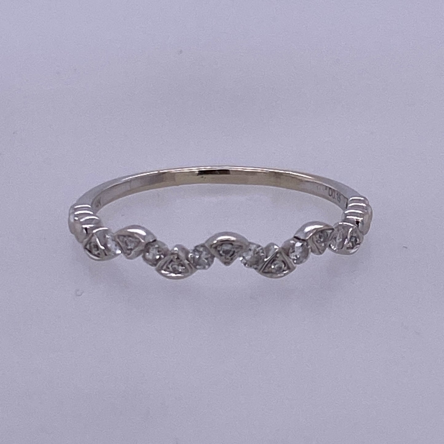 14k White Gold Ladies Thin Mini Diamond Band